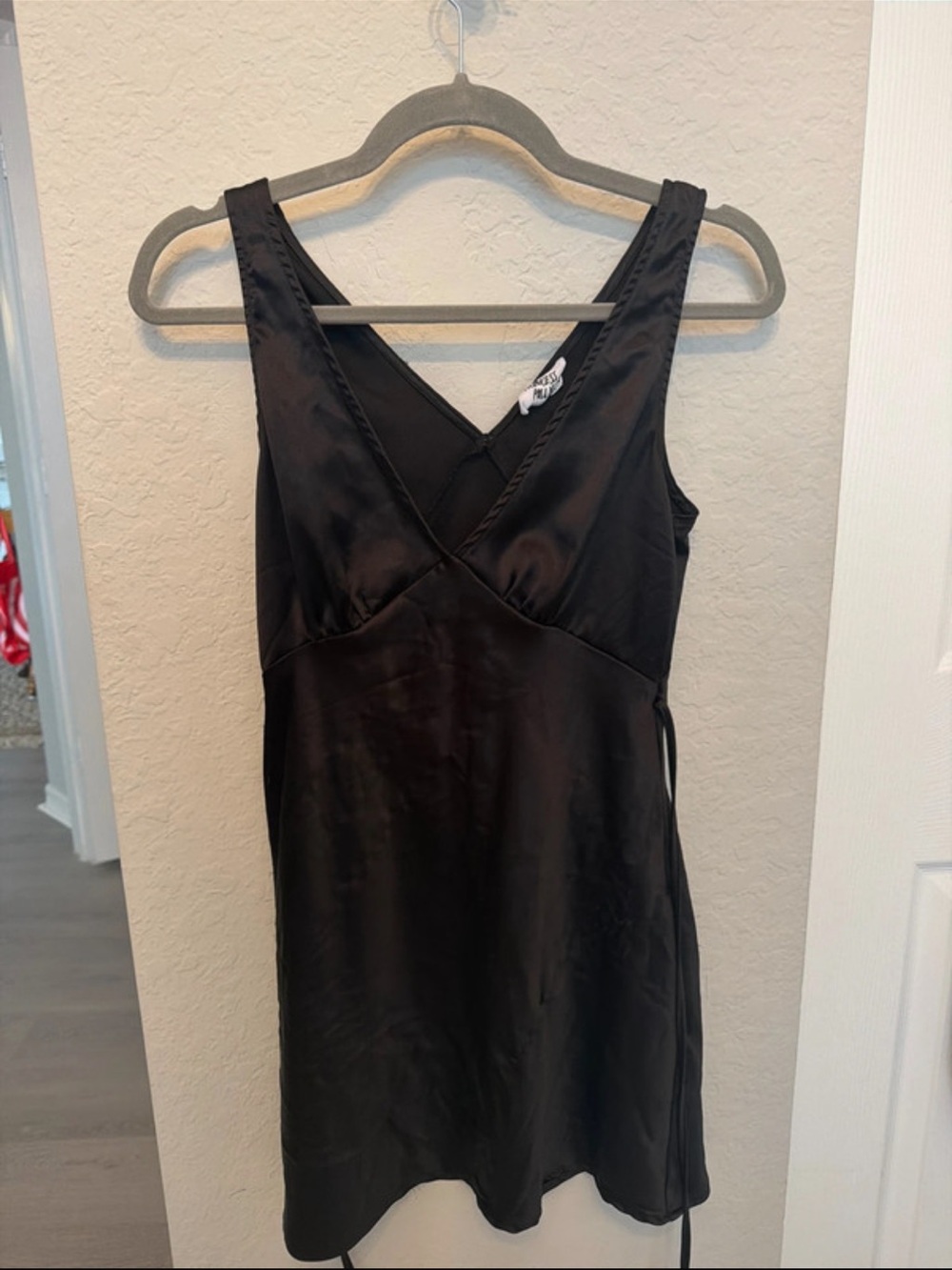 Princess Polly Black Satin Slip Dress
